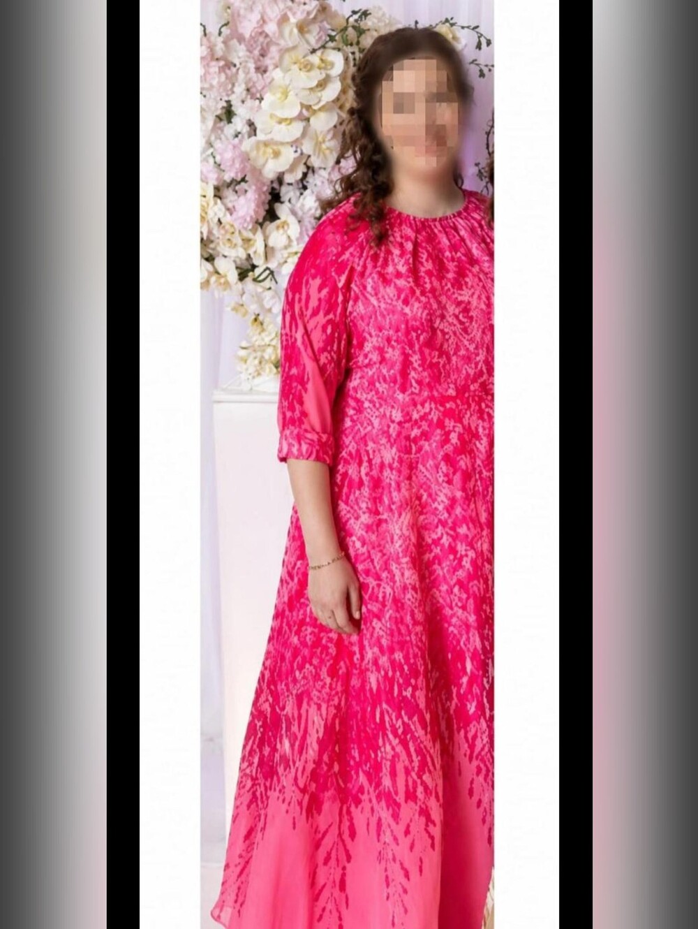 Vibrant Pink Maxi Dress with Abstract Print